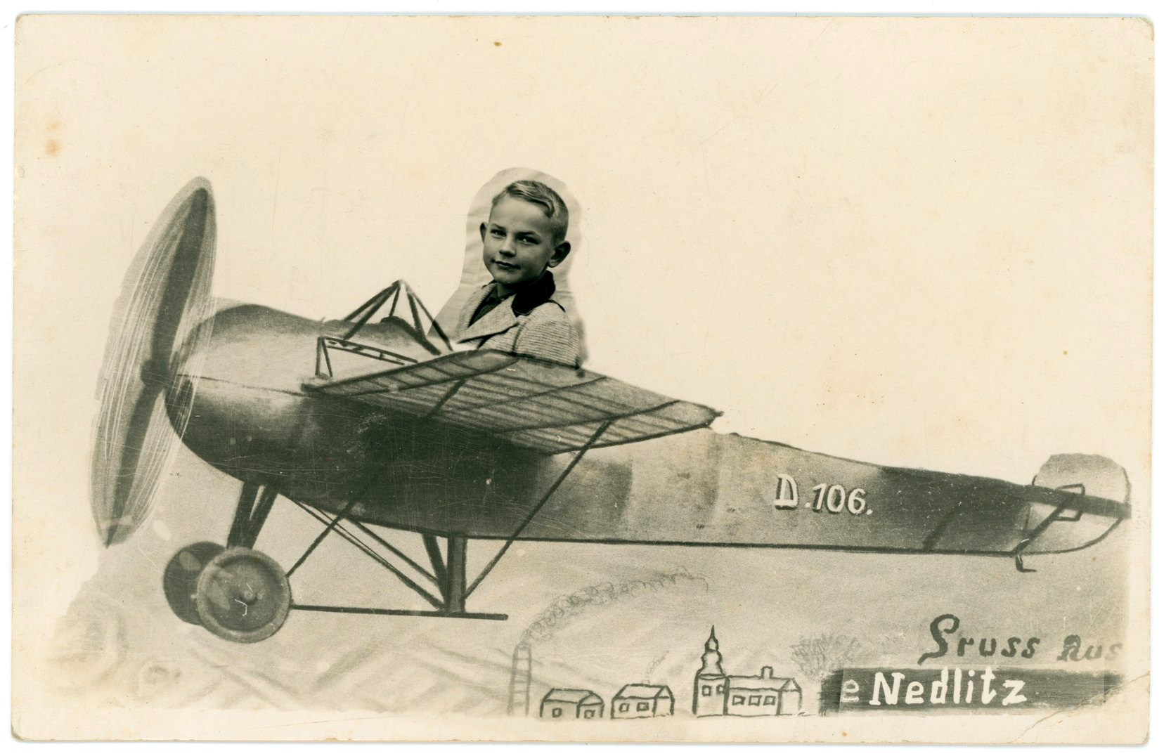 Kind in derselben Flugzeugvorlage D.106; Gruß aus Nedlitz